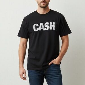 Johnny Cash Classic Black Tee with Bold Print Band T-Shirt